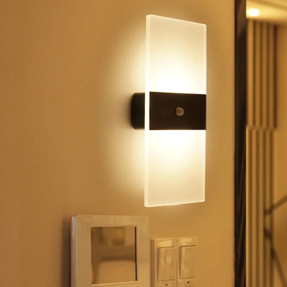 lampe murale rechargeable capteur mouvement blanc noir rectangle led moderne minimaliste interrupteur tactile