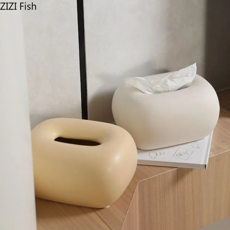 boîte mouchoirs moderne porcelaine beige clair tissu amovible table chevet