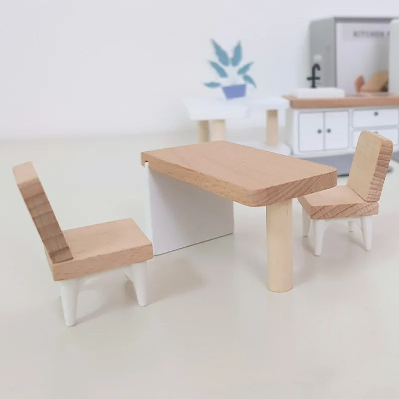 meubles cuisine salle bain miniatures blanc bois naturel enfants ans