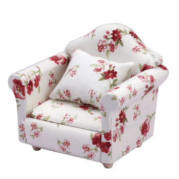 fauteuil miniature fleurs classique blanc rouge vert salon décoration meubles bois ornement chambre