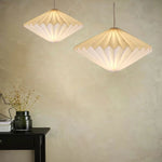 couvre lampe suspendu moderne blanc rayures horizontales fil inoxydable chambre salon decoration