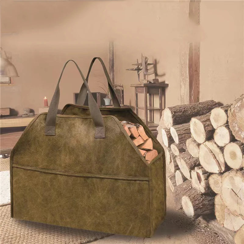 sac bois toile réutilisable multi usages vert olive rustique campagne poignées renforcées fermé velcro