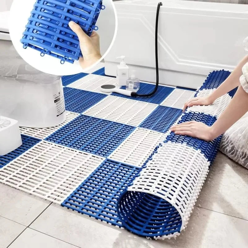 tapis bain modulable gris blanc vert clips antidérapants moderne respectueux environnement