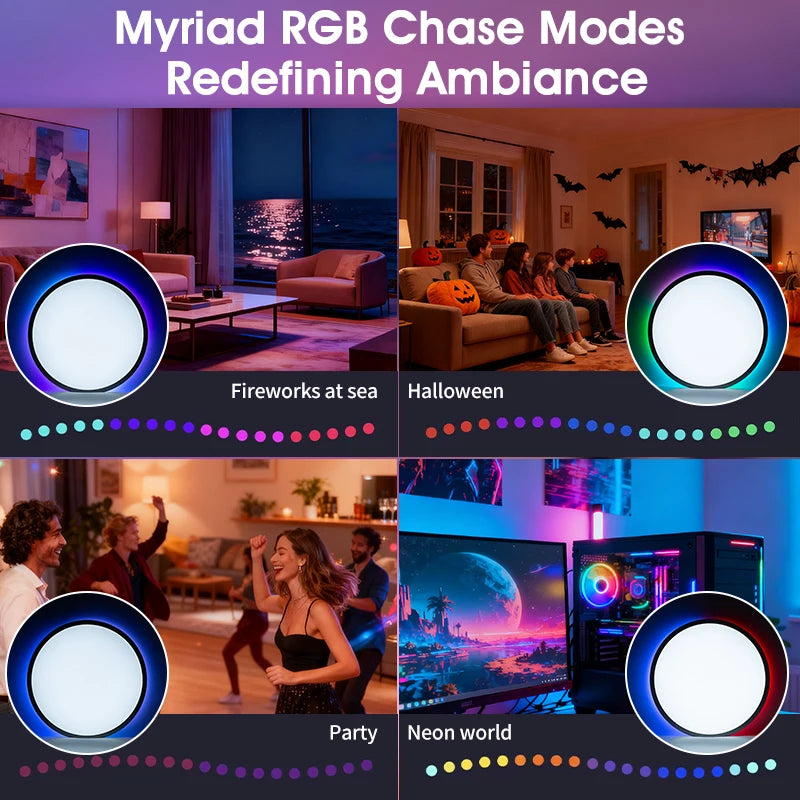 plafonnier led blanc moderne smart wifi rgb alexa app télécommandeControlEvents
