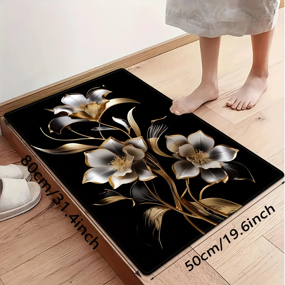 tapis sol violet moderne roses feuilles antidérapant résistant décoloration 30x50cm 40x60cm