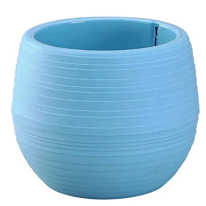 cache pot résine coloré moderne rayures horizontales plante succulente bleu blanc jaune rouge vert