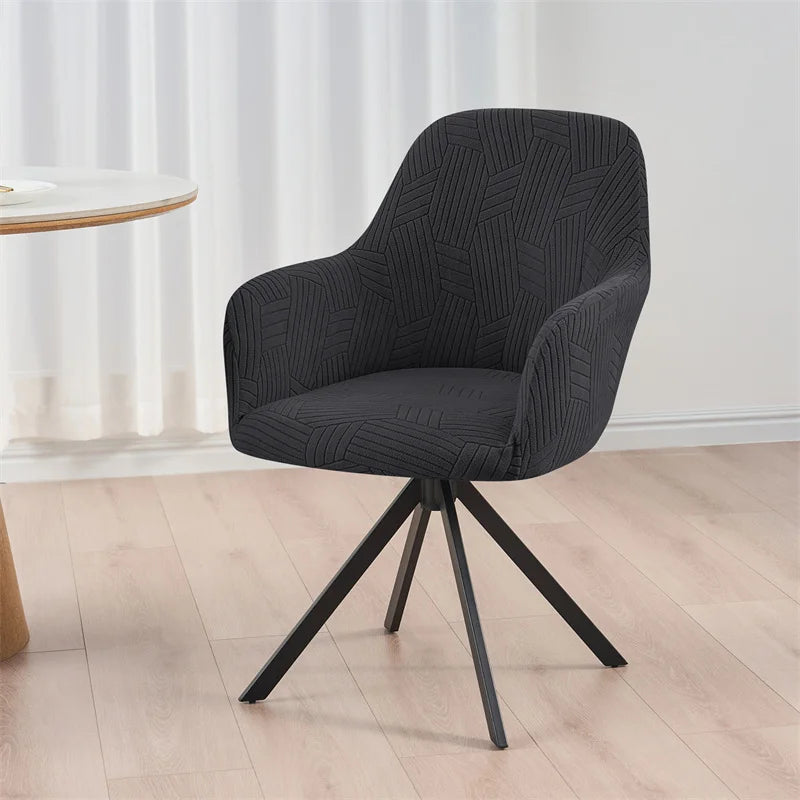 housse chaise gris rayures moderne élastique poignées salle manger mariage banquette cuisine