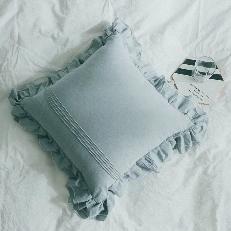 coussins volants coton blanc rose bleu doux moderne lit respectueux environnement
