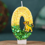bougies numériques animales paillettes lion jaune vert anniversaire enfant festive