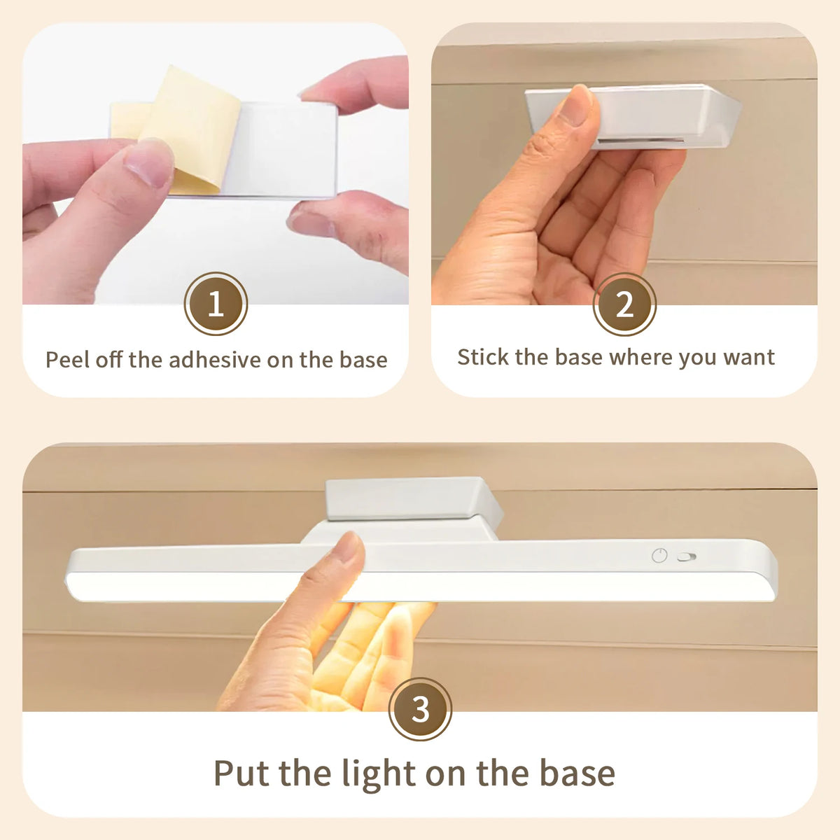 lampe led rechargeable télécommande blanc moderne adhésif veilleuse nuit desk table minimaliste led bluetooth