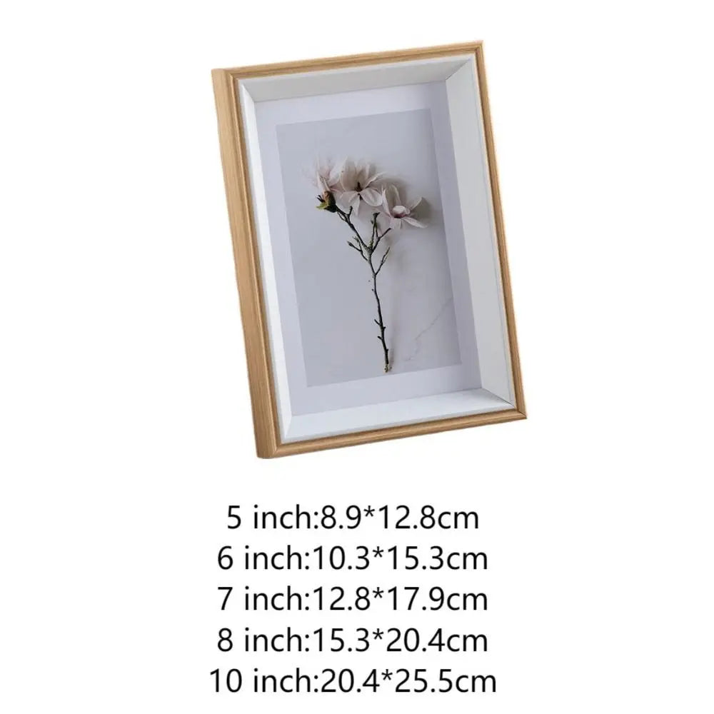 cadre photo bois texturé double encadrement blanc minimaliste chaleureux 10 inch