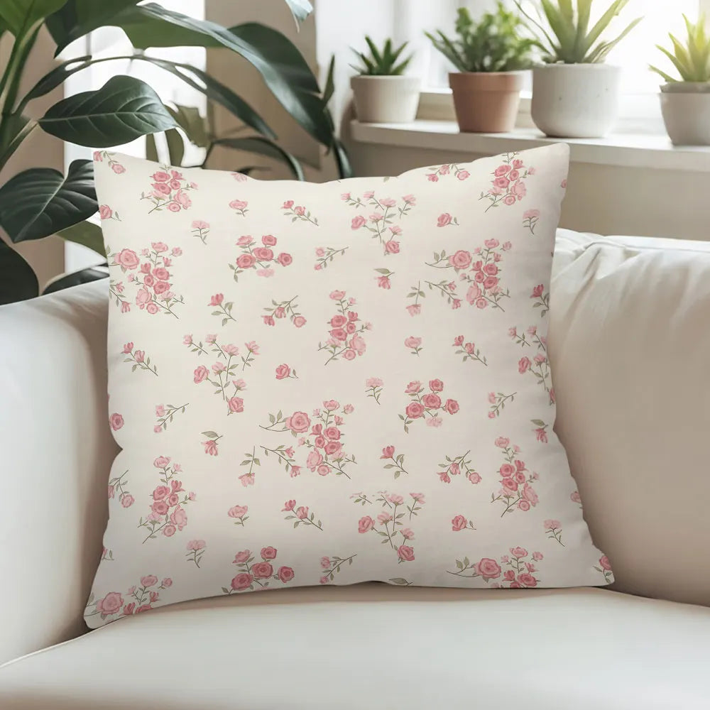 housse coussin carré fleurs roses vintage 45cm 45cm polyester opacité non toxique fixations