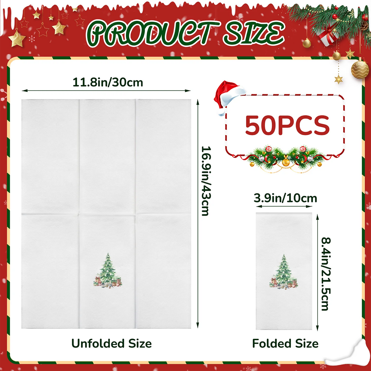 serviettes table jetables arbre noël blanc motifs floraux classiques festives 50 pièces 30x43cm opaques