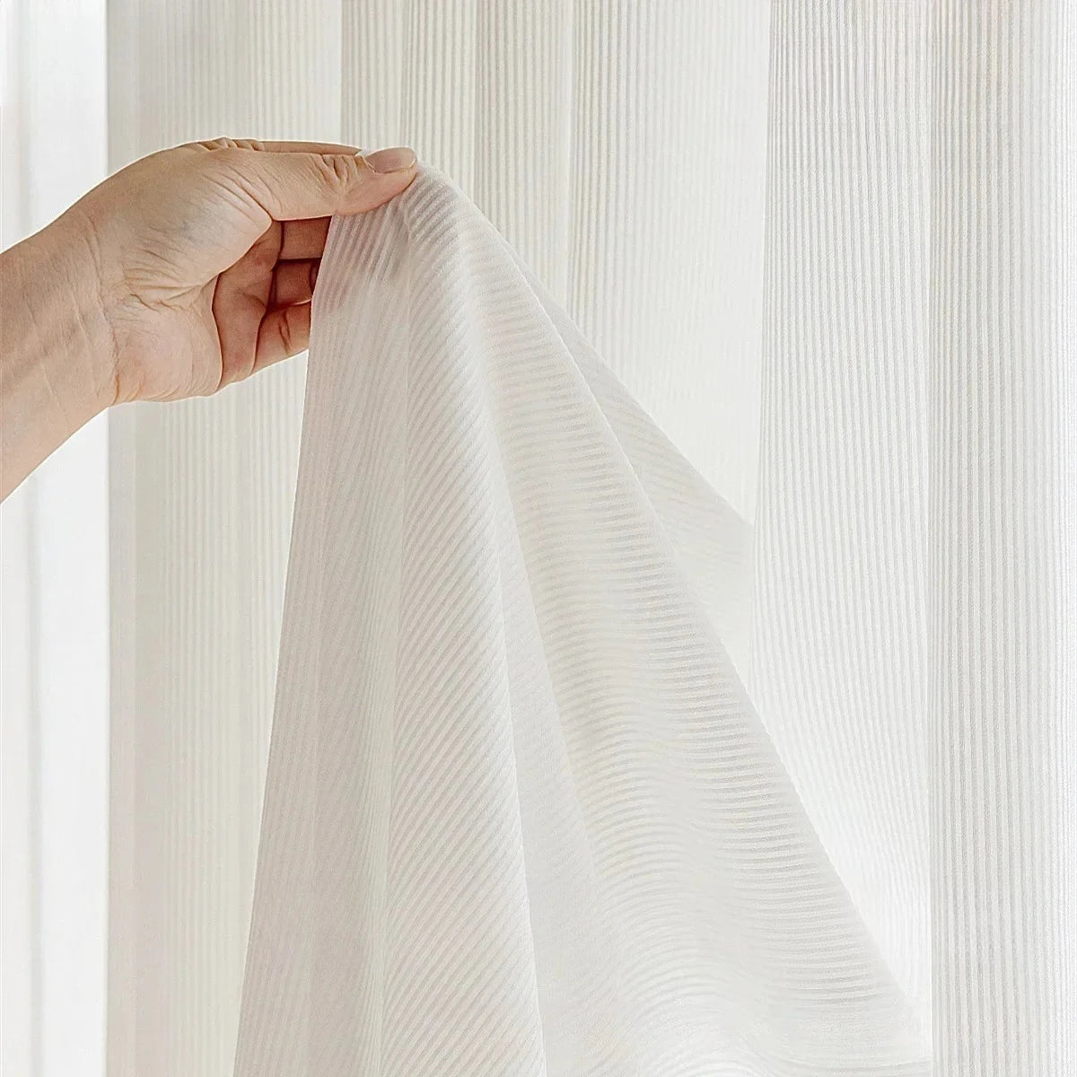 rideau blanc rayures verticales moderne transparent fenêtre machine lavable polyester tulle opaque lumière