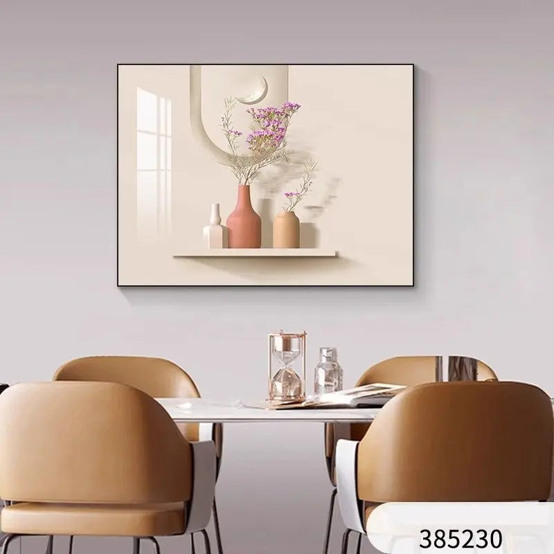 tableau mural moderne minimaliste beige blanc doré motifs géométriques simple texture bois respectueux environnement