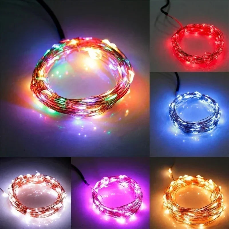 guirlande lumineuse multicolore fil cuivre led decoration noel mariage interieur exterieur festif moderne