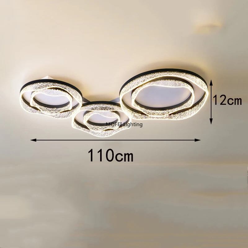 plafonnier led moderne blanc noir texture cristaux éclairage intérieur salon chambre coucher
