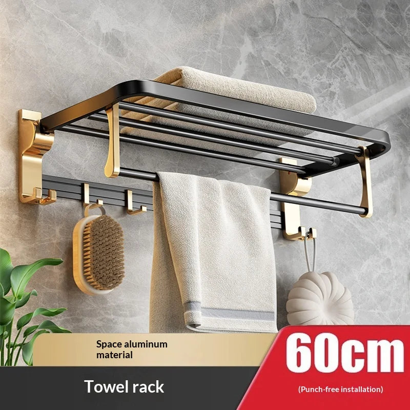 porte serviettes moderne salle bain aluminium noir or étagère angle porte papier brosses dents