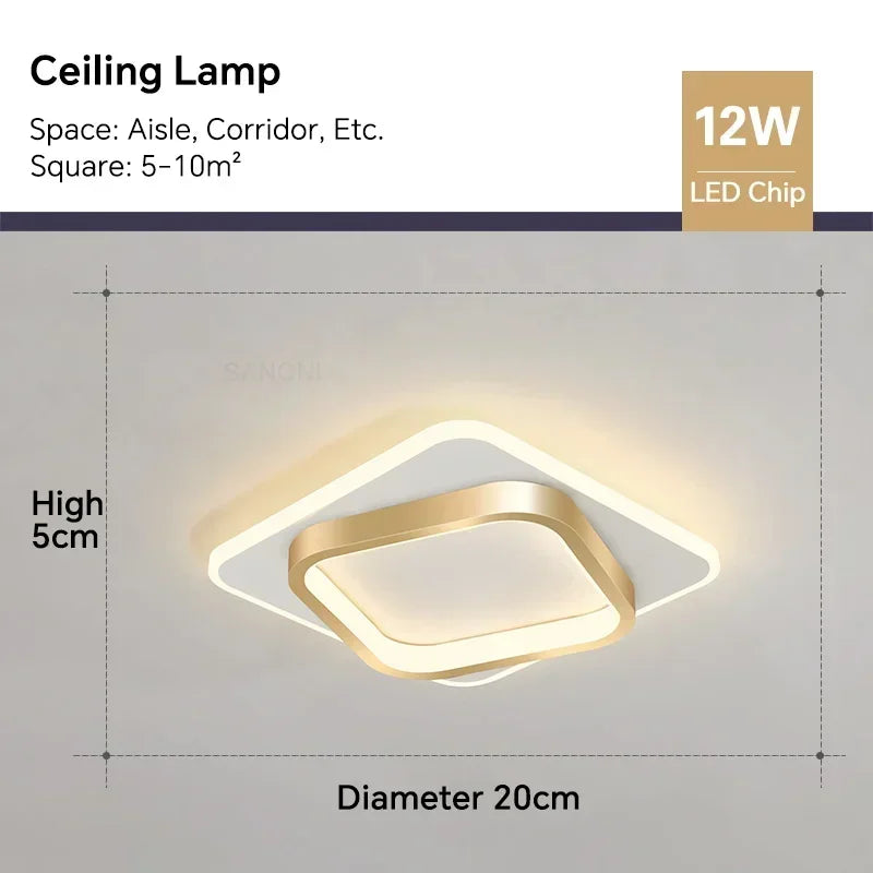 plafonnier led moderne rond carré blanc doré luminaire intérieur salon chambre couloir salon luxe