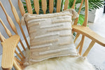 coussin boho chic brodé franges polyester beige décoratif rectangle 45x45cm