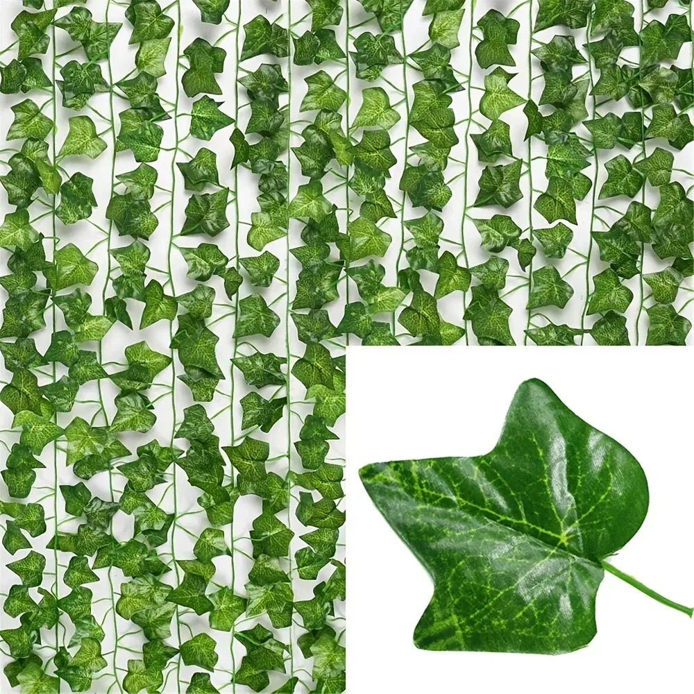 guirlande végétale artificielle feuilles vertes modernes décoration extérieure 26m longueur totale