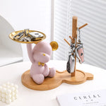 porte clés ours résine moderne blanc rose vert brillant animalier tringle plateau decoration maison