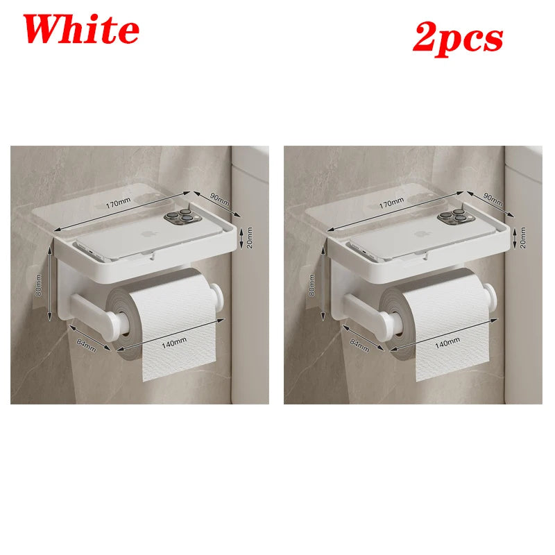 porte serviettes moderne porte papier toilette étagère rangement aluminium gris salle bain adhésif minimaliste