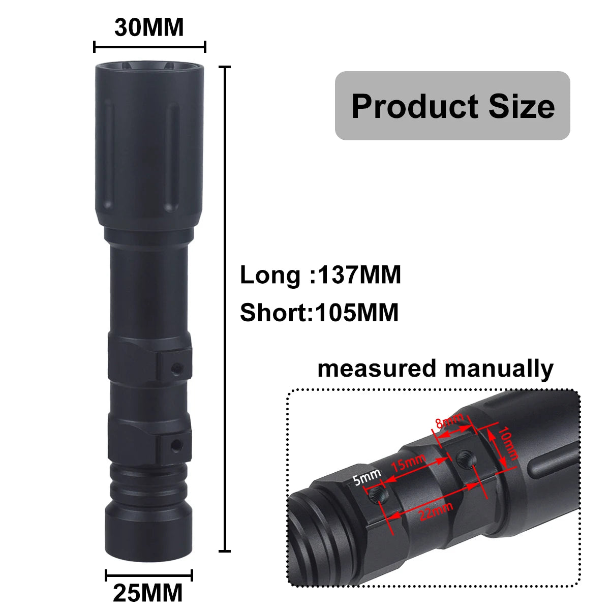 lampe torche led noire dorée texturée moderne 1300 lumens picatinny clip robuste