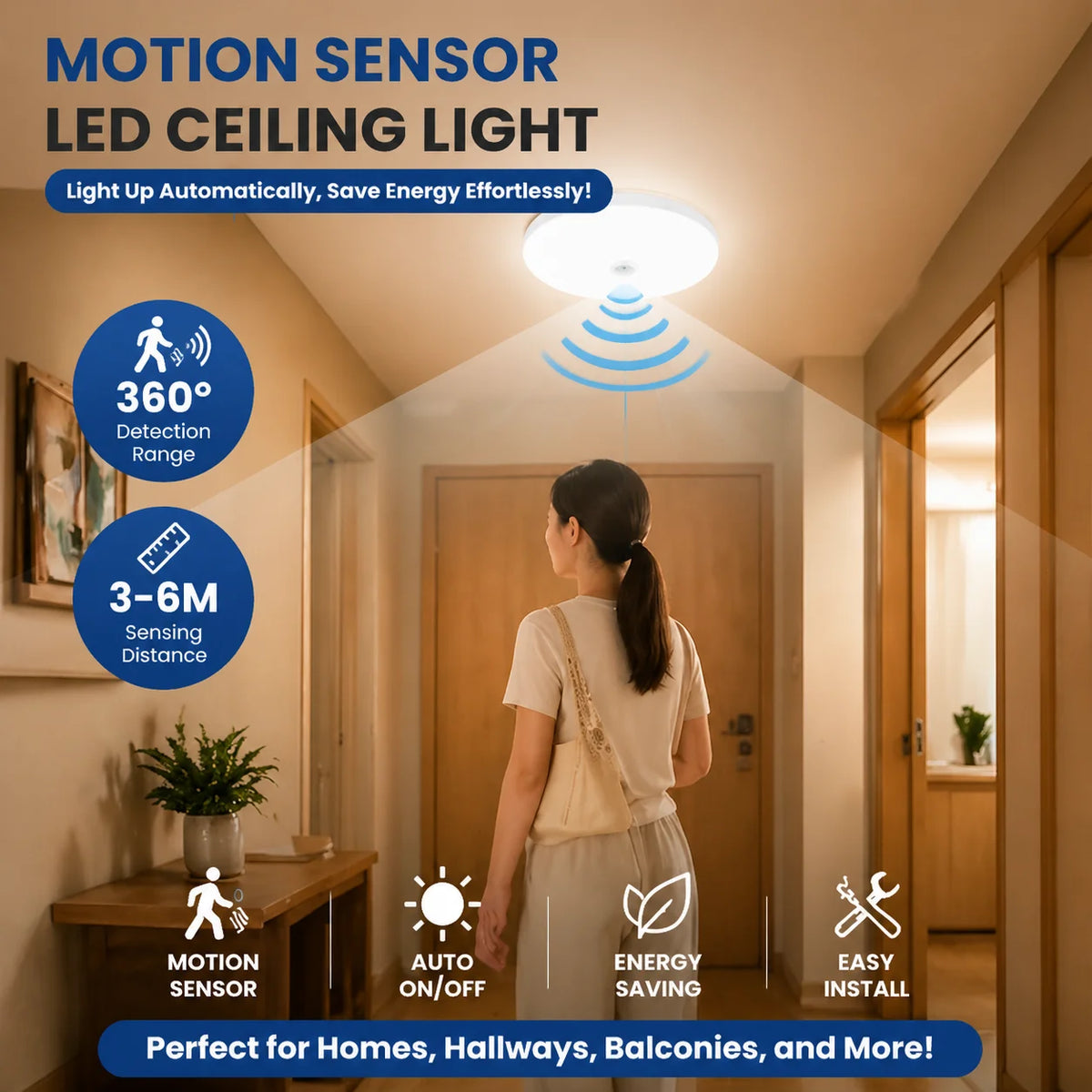 lampe led moderne 20w 30w ip65 détecteur mouvement étanche 220v
