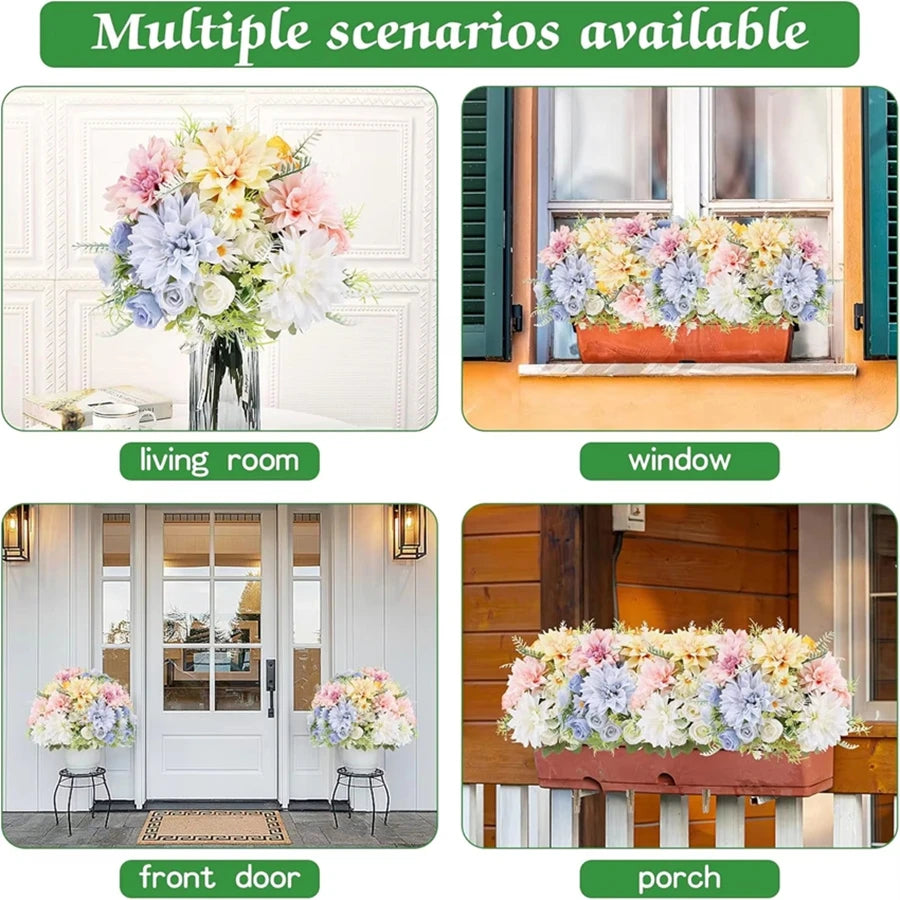 décoration mariage bouquet fleurs artificielles roses dahlias hortensias intérieur romantique champêtre