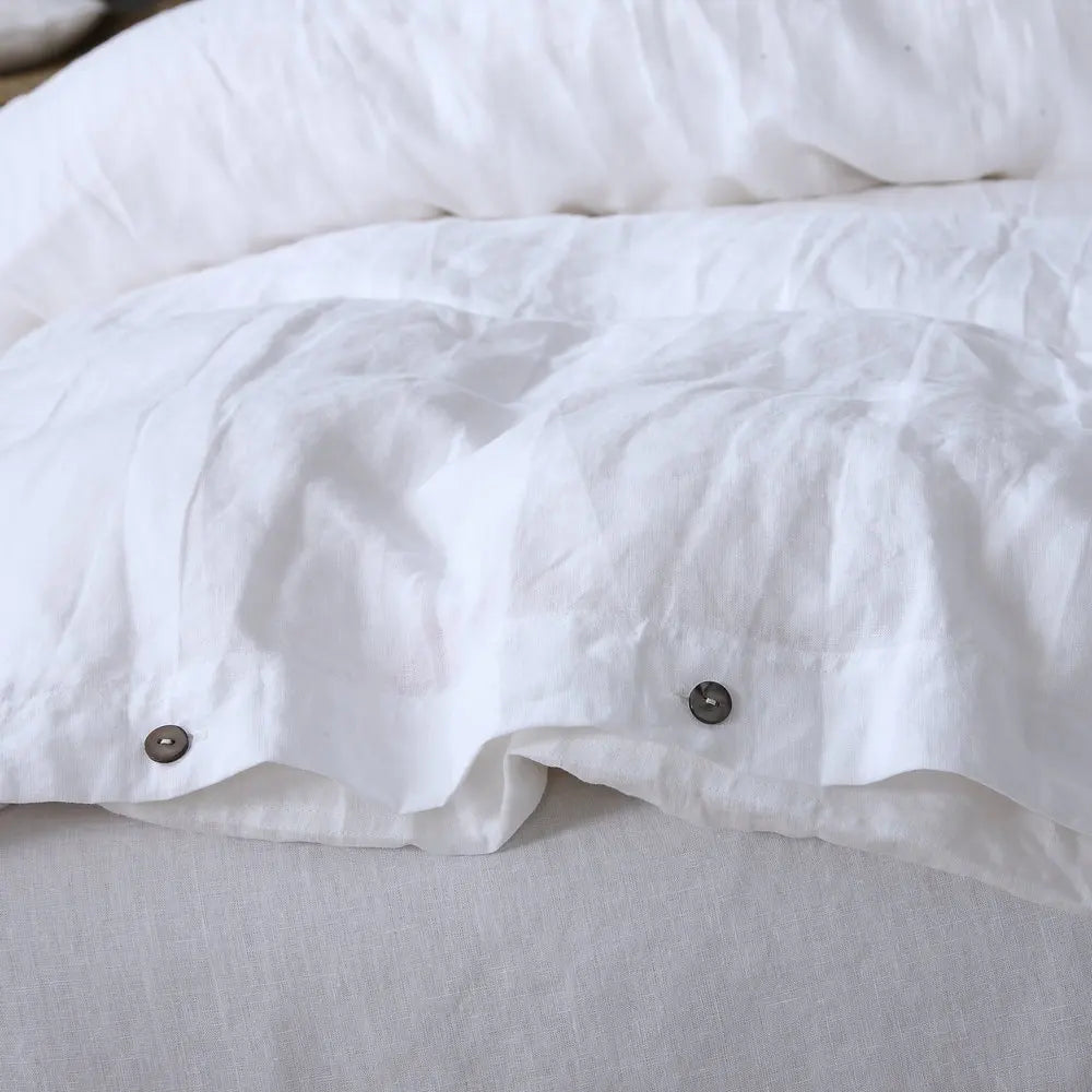 Housse de couette en lin blanc avec finition lavage sur pierre