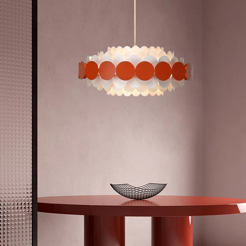 suspension lumineuse moderne blanc bleu vert orange circulaire géométrique opaque scandinave