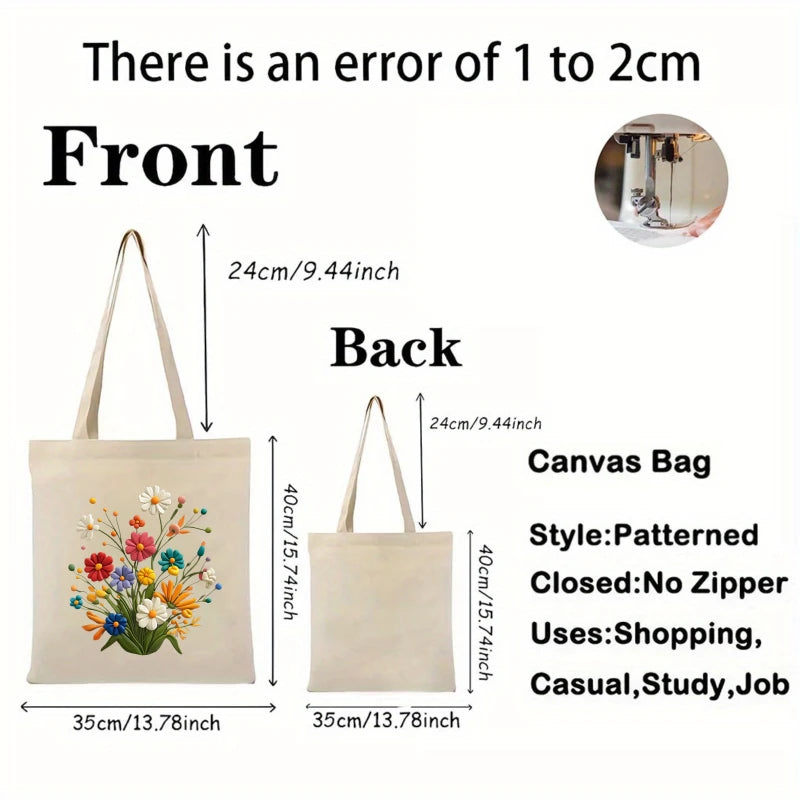 sac main toile fleurs colorées beige respectueux environnement réutilisable poignées tissu motifs imprimés multi