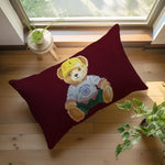 housse coussin ours peluche rouge noir polyester imprimé vintage élégant 30x50cm 40x60cm 50x70cm 48x74cm