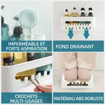 organisateur mural blanc panier crochets ventouses carreaux salle bain minimalistestyle