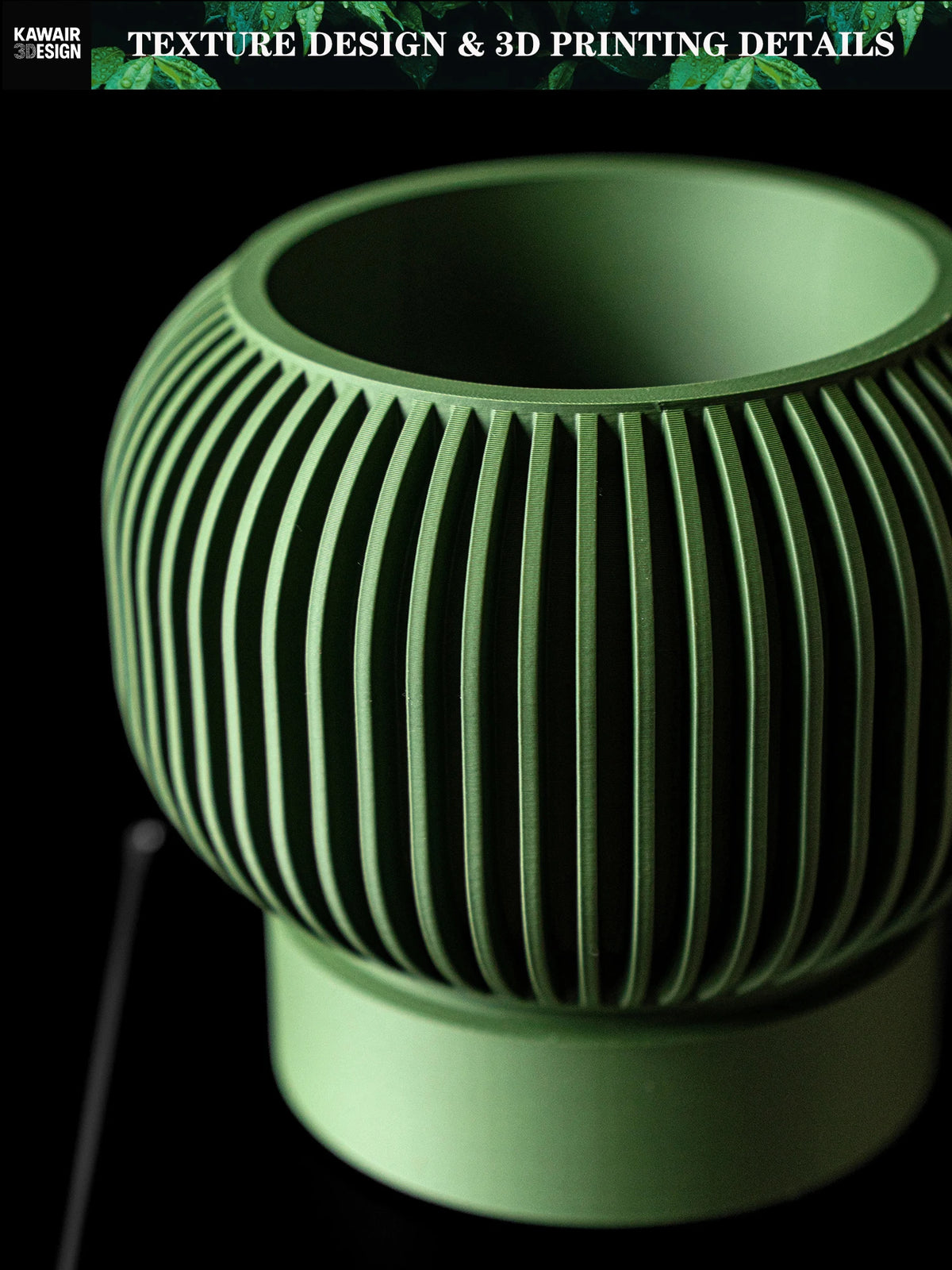pot fleurs moderne pot texturé vert foncé brun minimaliste PLA biodégradable XL
