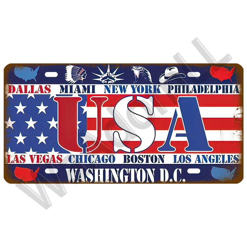 plaque voiture vintage drapeaux tour eiffel retro textes illustrations murales française bleu rouge blanc