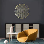 décoration murale moderne or fleur vie symbole géométrique adhésif métal chambre salon