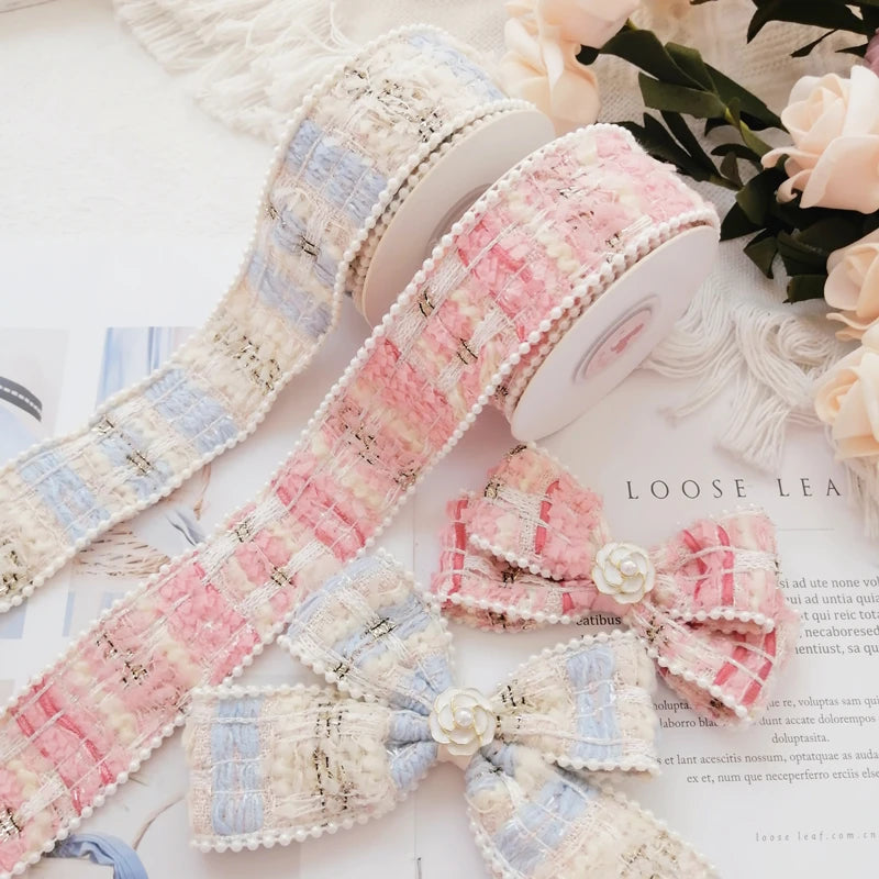 rubans tissés patchwork couleur unie vintage chic cheveux accessoires diy noeuds dorésOpaque