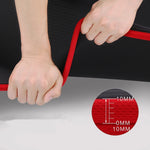 tapis yoga épais 10mm antidérapant absorbant sueur poignée moderne noir rouge rayures horizontales
