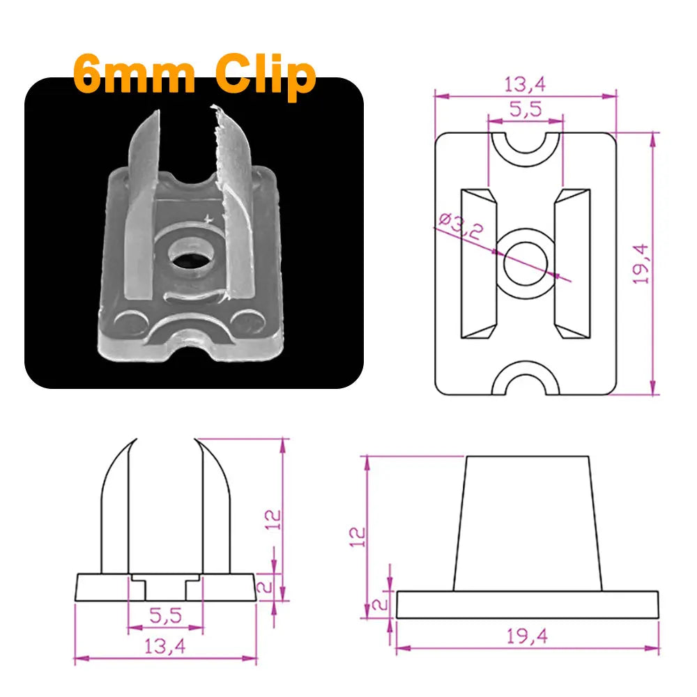 clips led transparents 6mm 8mm haute qualité certification fcc rohs 24v clips rectangulaires ouverture
