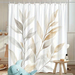 rideau douche polyester moderne feuilles stylisées blanc beige gris opacité respectueux environnement 180cm 180cm
