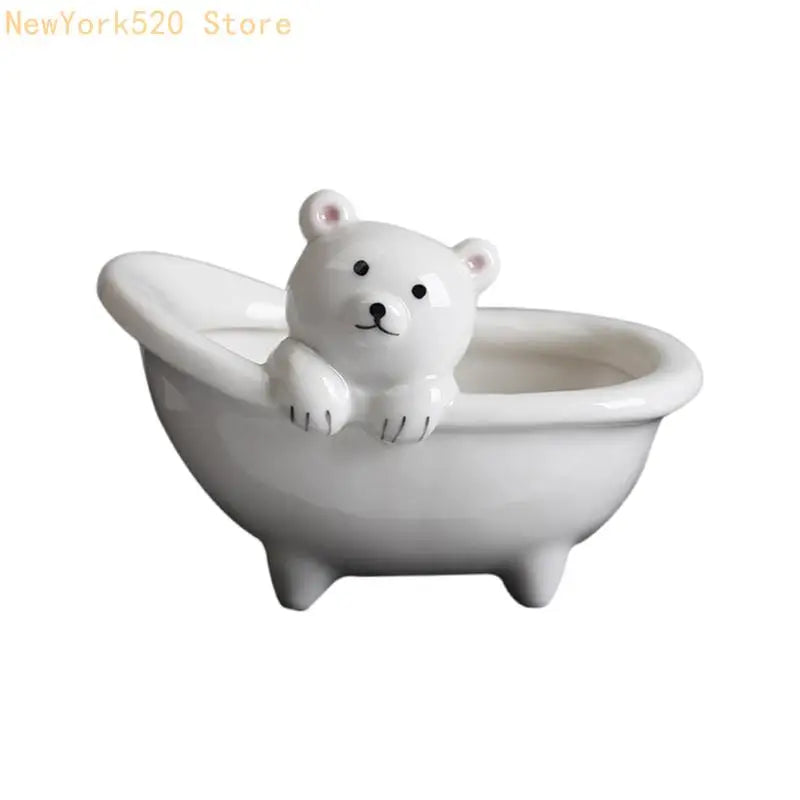 vasque céramique cochon ours blanc rose gris décoration cartoon fleur artificielle