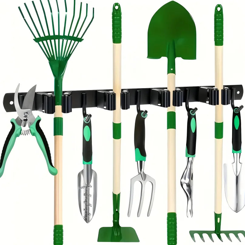 organisateur mural noir outils jardin fentes crochets rangement garage industriel multifonctionnel