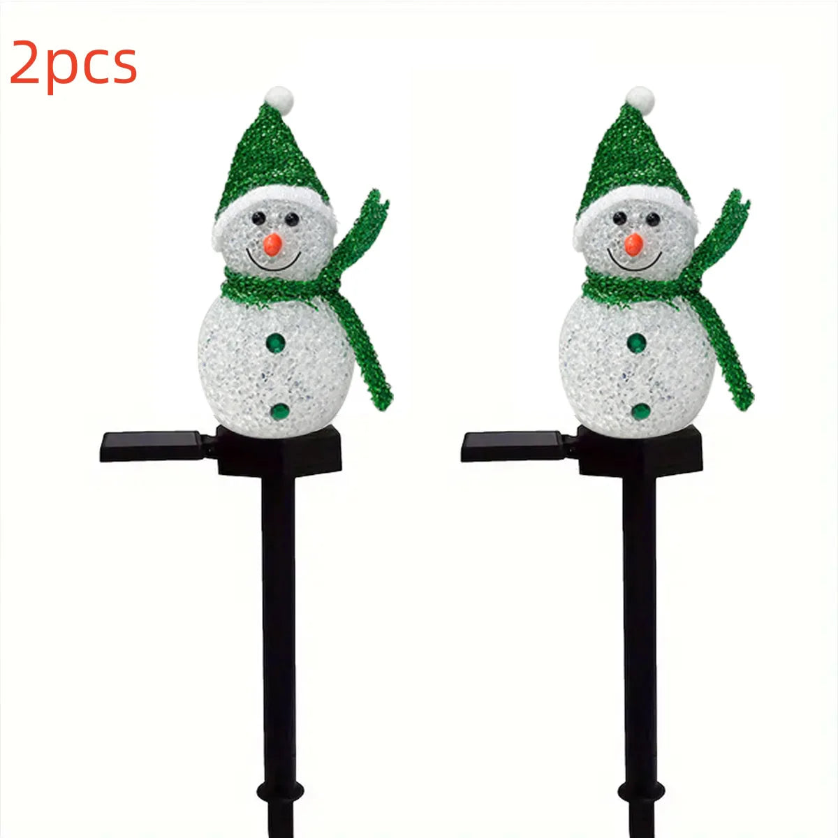 décoration noël bonhomme neige lumineux solaire extérieure intérieure clips glitter festive blanc rouge verte