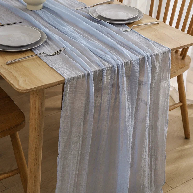 chemin table vert pastel rayures horizontales classique opaque maison polyester coton deco reception mariage
