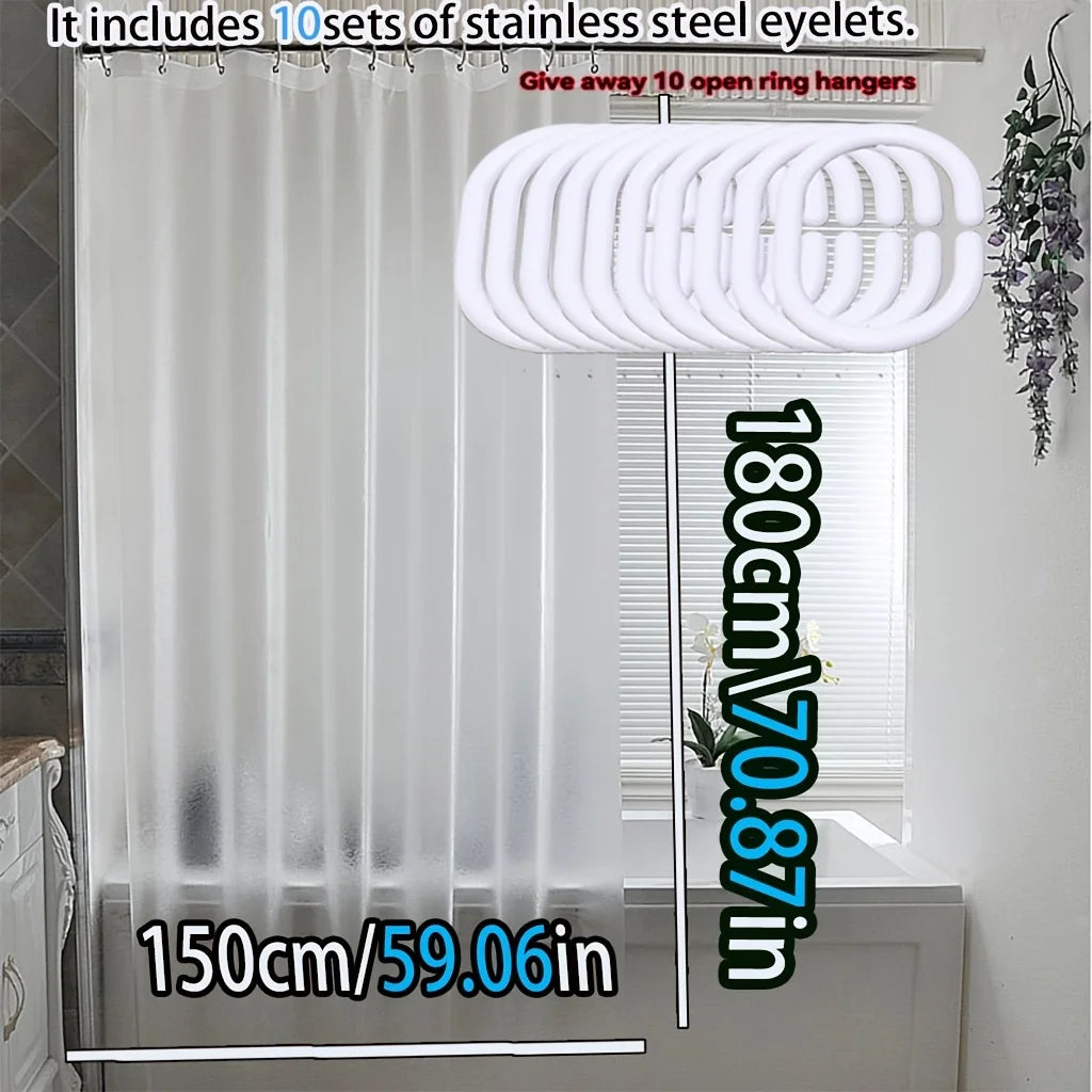 rideau douche blanc transparent moderne métal facile nettoyer respectueux l'environnement