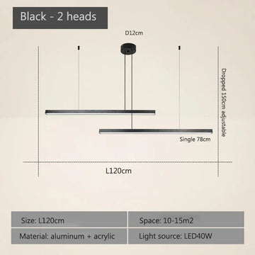 luminaire suspension moderne aluminium noir or minimaliste salon salle manger