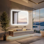 miroir bain vasque étagères moderne blanc bois élégant accessoires sallebain