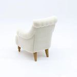 fauteuil miniature blanc velours épais boutons classique 14+ deco maison poupée imitation salon